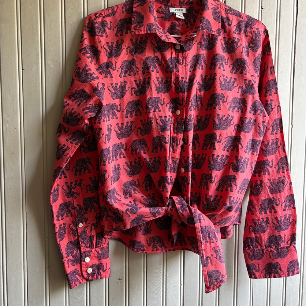 J. Crew  Elephant Print Blouse